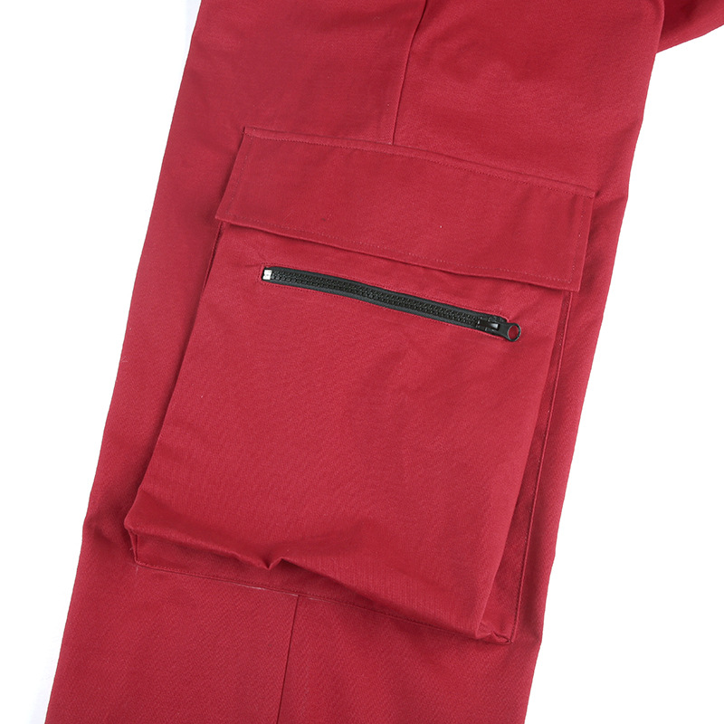 Title 3, Hip Hop Wide Belted Red Cargo Pants für Herren....