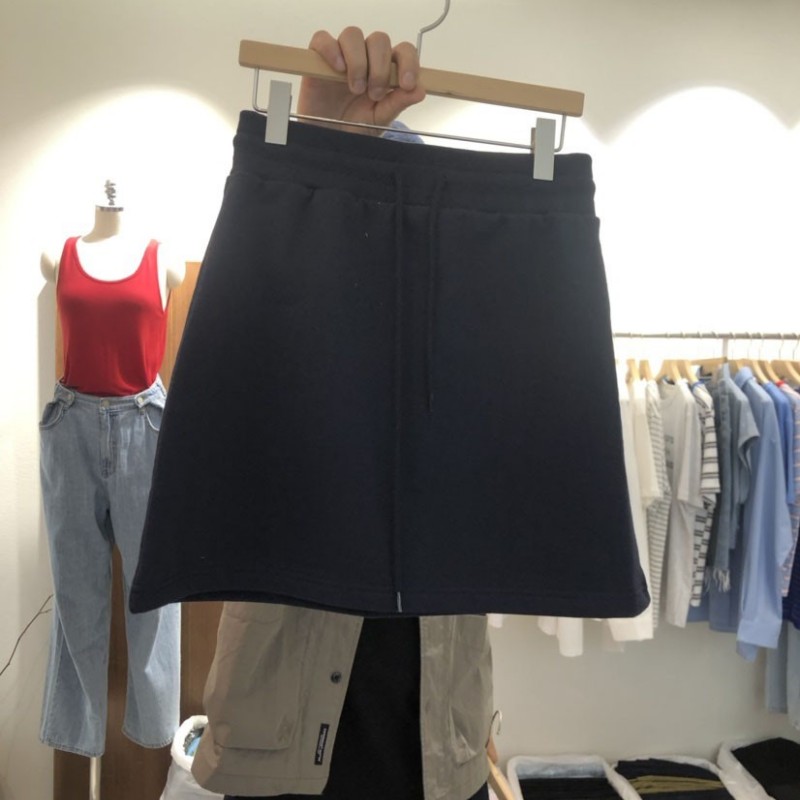 Women's Drawstring Elastic Waist A line Short Skirt Black - Shop at LoveMi