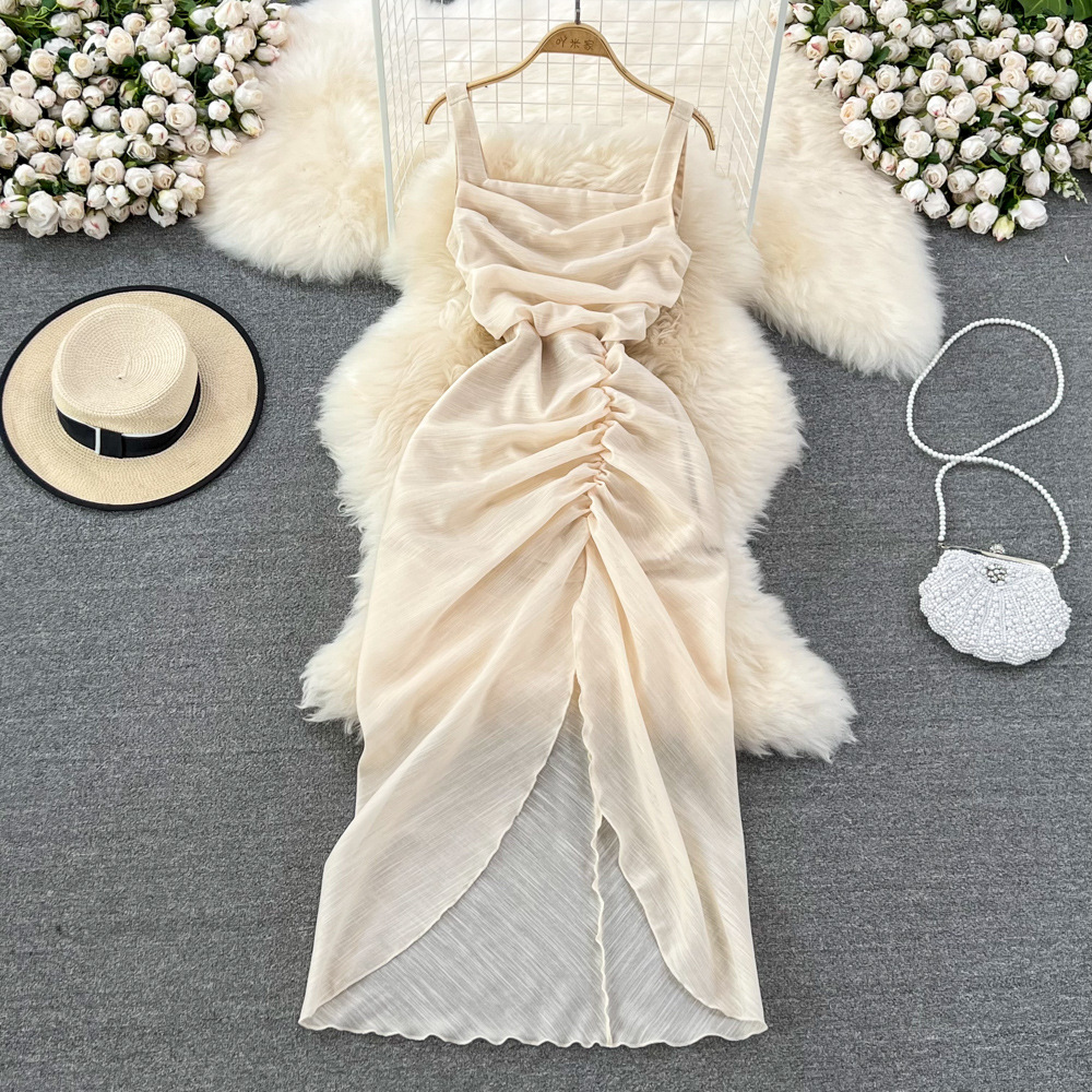 Slim Seaside Vacation Sleeveless Summer Slit Dress