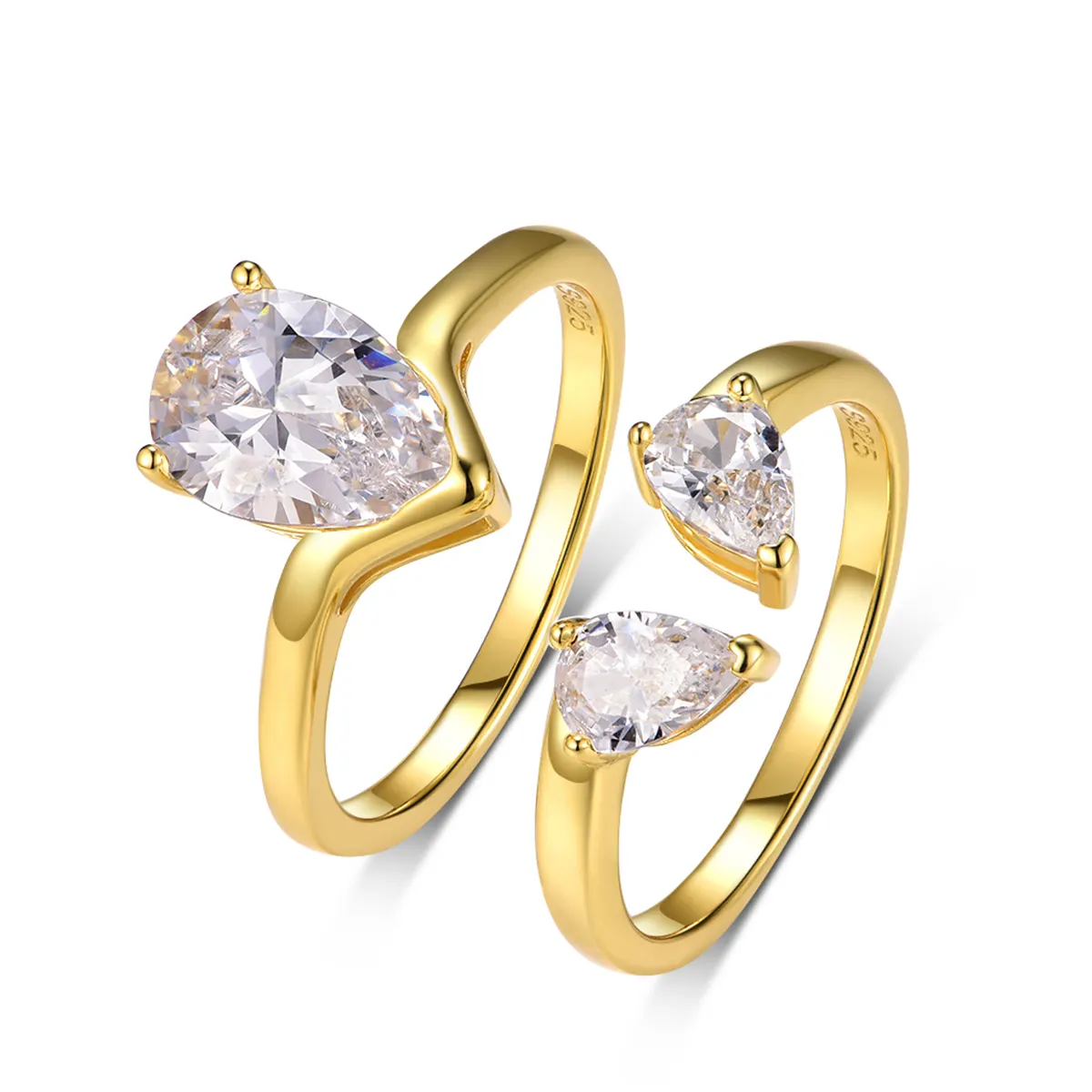 S925 Silver Gold Plated 7x9mm Pear Moissanite
