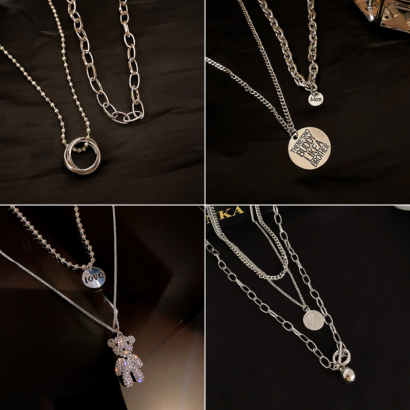 New Fashion Long Geometric Pendant Multilayer Necklace