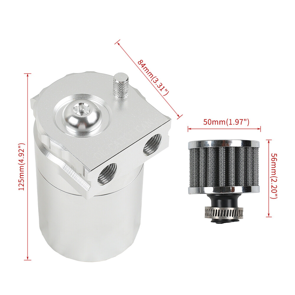 Oil Catch Can Kit Breather Baffled Reservoir Tank 300ML Universal With Hose — image 8