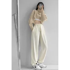 Women's Loose Casual Drawstring Slim High Waist Leggings - Apricot - View 1