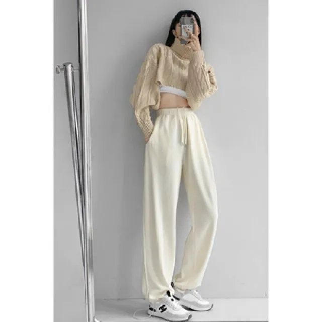 Women's Loose Casual Drawstring Slim High Waist Leggings Apricot - Shop at LoveMi