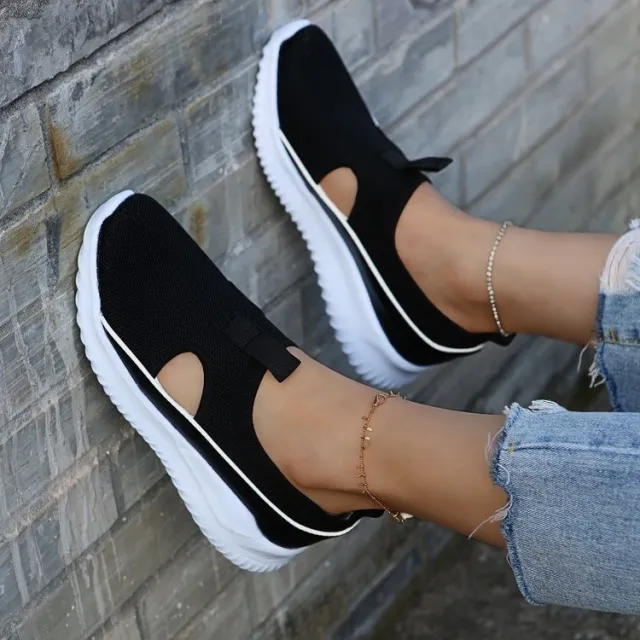 Flying Woven Hollow One foot Loafers Casual Shoes Black - Shop at LoveMi