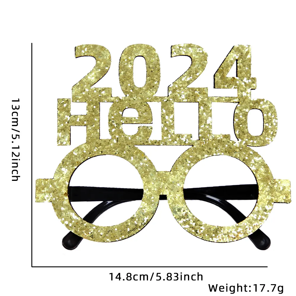 New Year Party Funny Holiday Decorative Glasses Photo Props Glasses Frame - 2024Hello