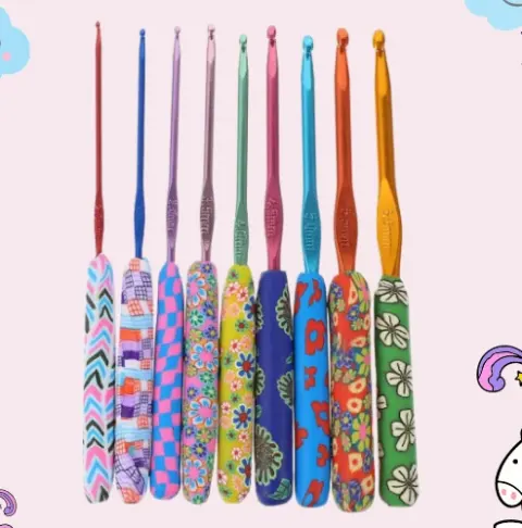 Soft Pottery Printed Crochet Set Colorful Knitting Tools