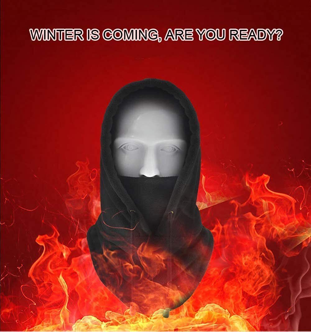 Mens Winter Thermal Fleece Balaclava Hat Motorcycle Neck Warmer Hood Face