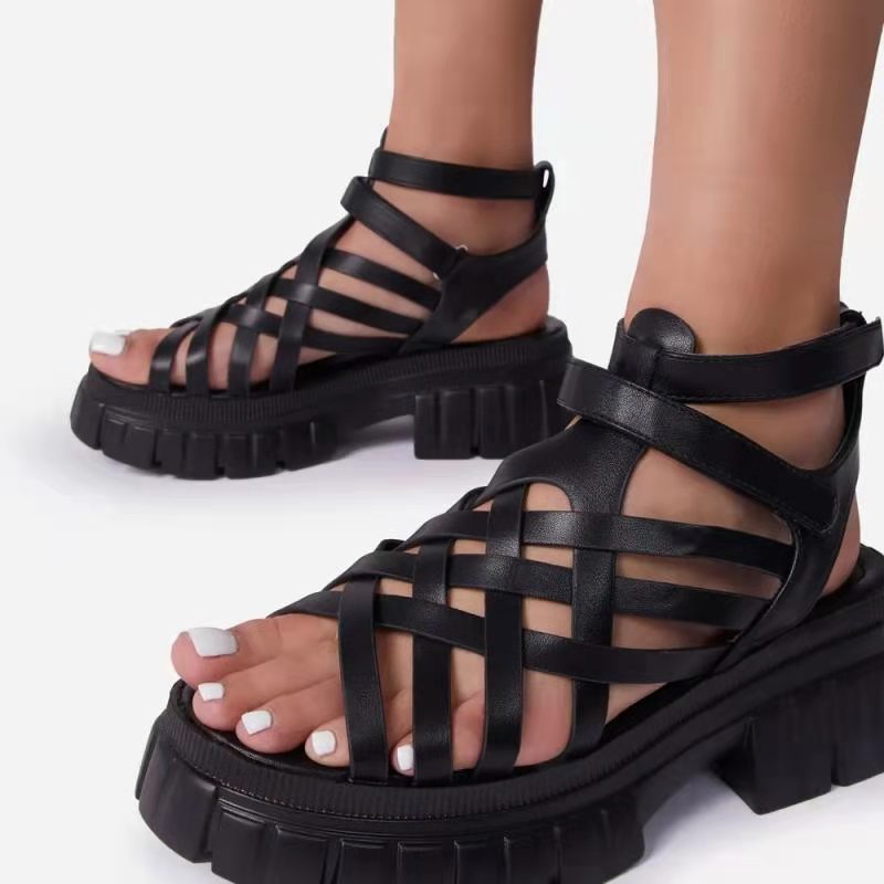 Large Size Sandals Women's Sponge Cake Thick-soled Velcro