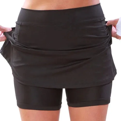 Fashion Solid Color Mid waist Culottes Women's Sports Casual Pants With Pockets New Skirt Black - Shop at LoveMi