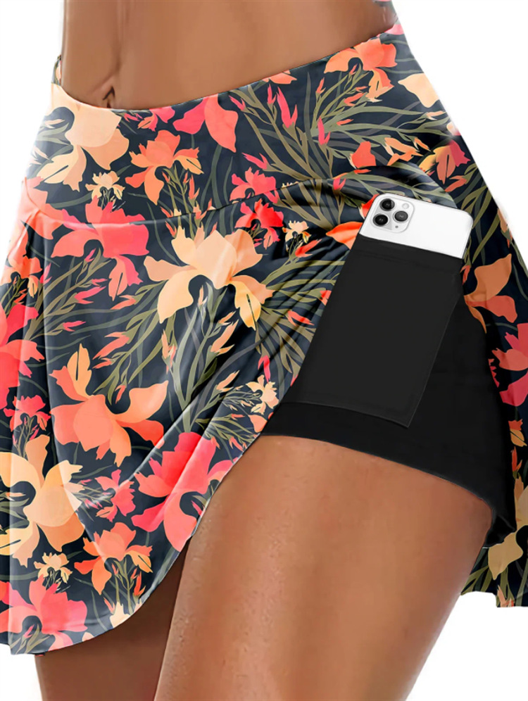 تنورة رياضية نسائية بطيات عالية الخصر بتصميم تنس أنيق