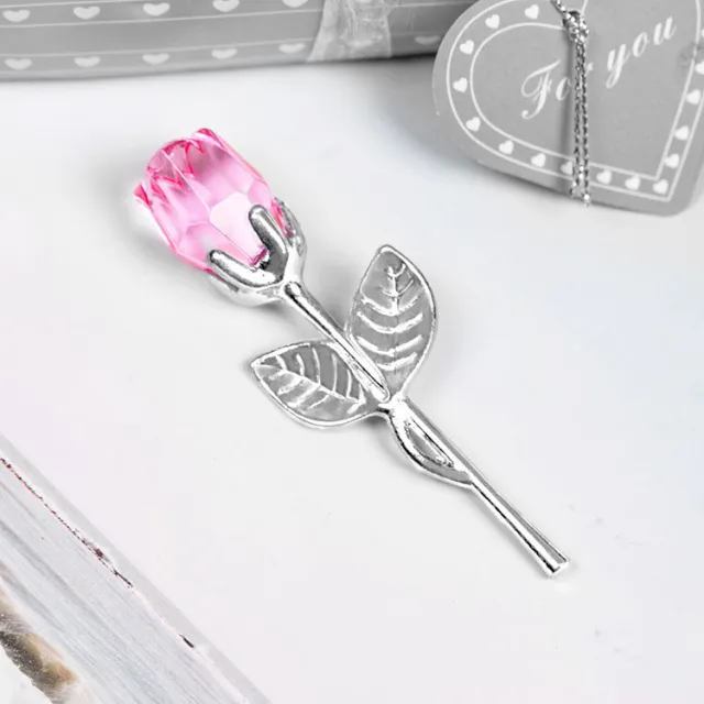 Artificial Crystal Rose With Metal Rod Flower Branch Decoration Pendant Valentine's Day Gift Flower For Wedding Pink - Shop at LoveMi