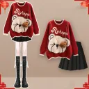 Red Sweater Black Skirt