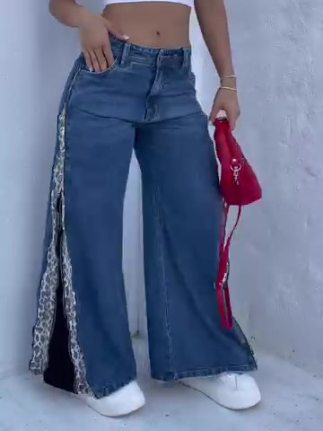 Leopard Print Zip-up Jeans