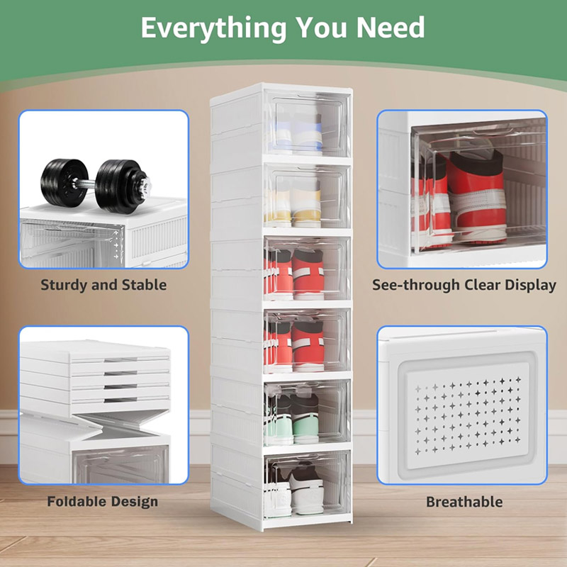 Shoe Box Storage Organizer Foldable Sneaker Boxes Collapsible Footwear Case-6 — image 10