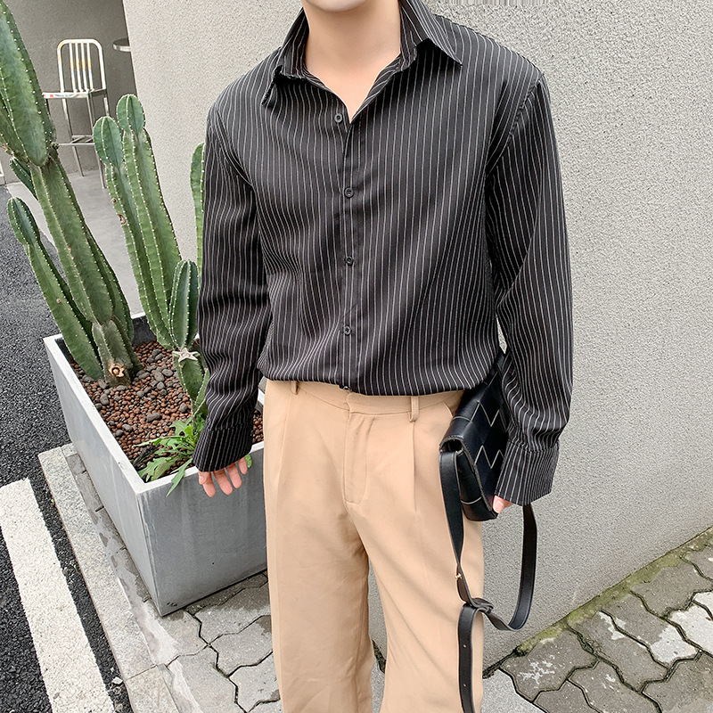 Striped Shirt Men's Long-sleeved Korean