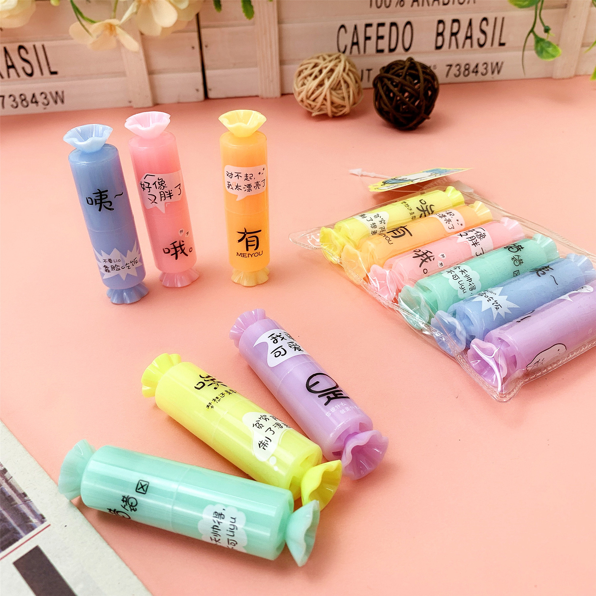 Title 4, Mini Candy Shape Highlighter Student Cute Obliq...