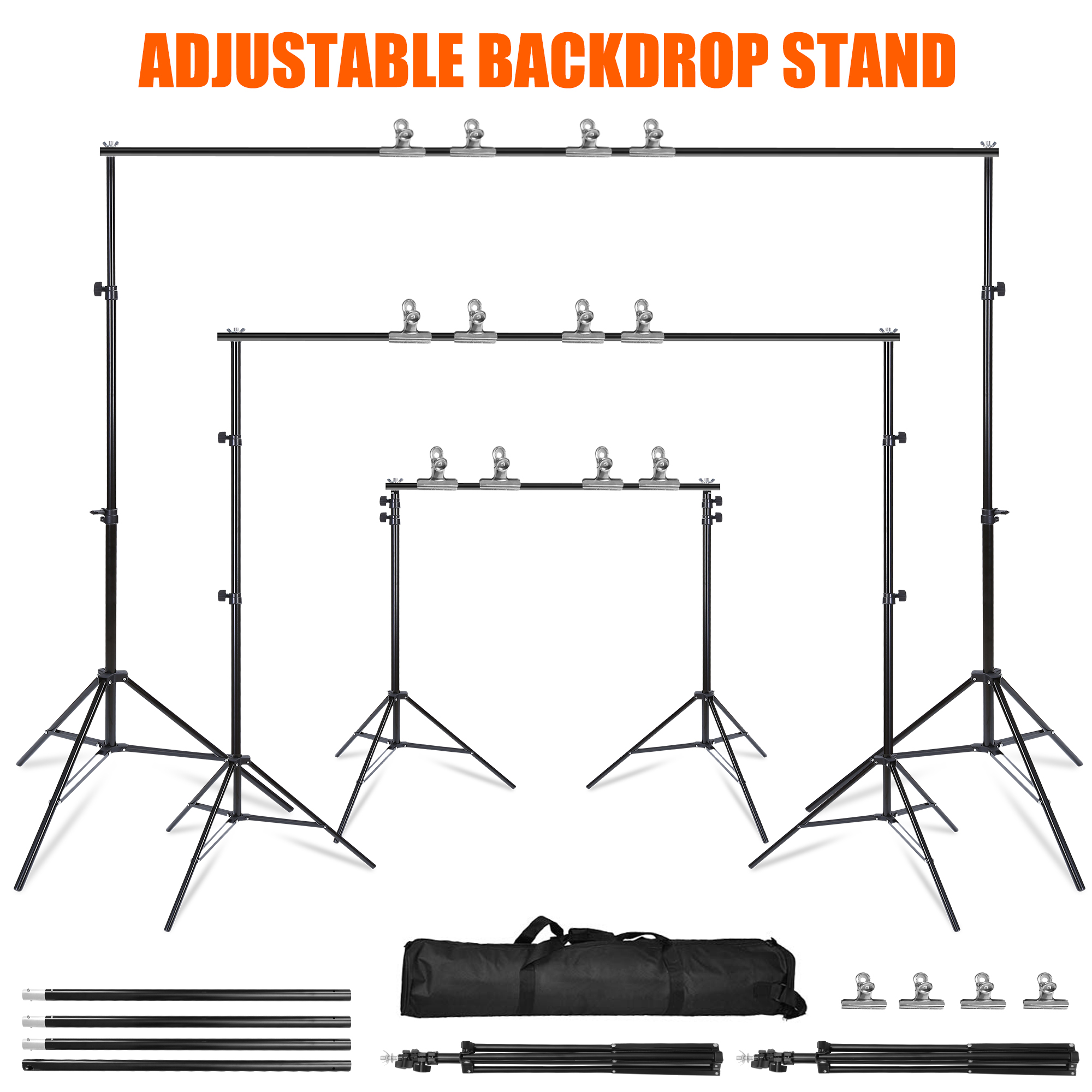 1Pc 6.5 Plus 10ft Photo Video Studio Backdrop Background Stand Adjustable Heavy Duty Photography Backdrop Support Stand Set With Carrying Bag Clamps Stand Only