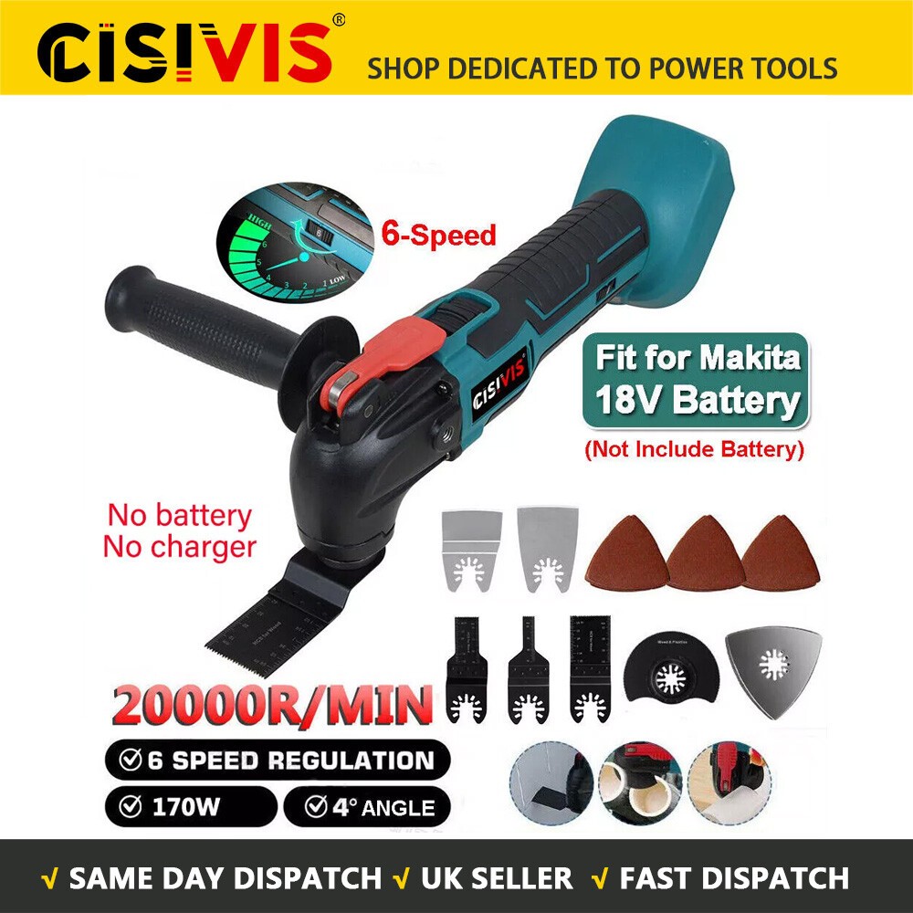 For  18V Battery Cordless Oscillating Multi Tool With Accessories 6 Speeds