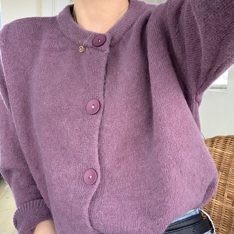 Title 6, Cardigan court à col rond pour femme, manteau pull