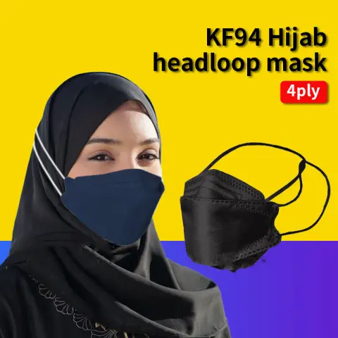 Filter Masker Korea KF94 Hijab Headloop 10pcs 4D Adult