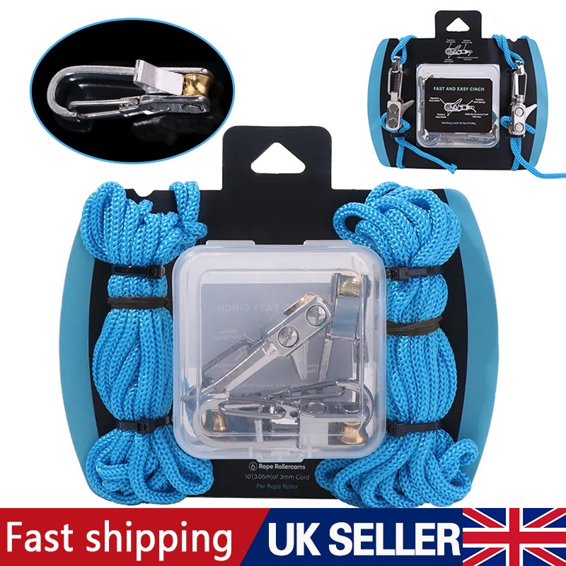 Non-Slip Rope W Roller Tensioner Lock Buckle Tie Down Cargo Tightening — image 8