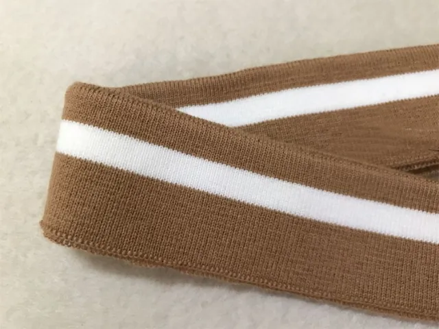 Ribbed Knitted Collar Clothing Accessories Cuffs Light Edge Neckline Round Neck V neck Khaki With White Stripes - Shop at LoveMi