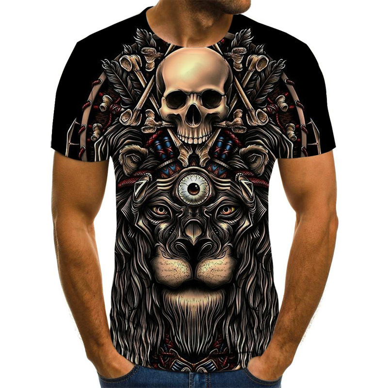 Men's Skull Print Short Sleeve T-shirt