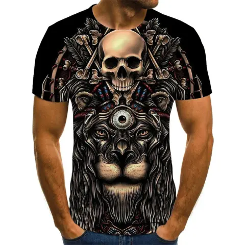 Men's Skull Print Short Sleeve T-shirt