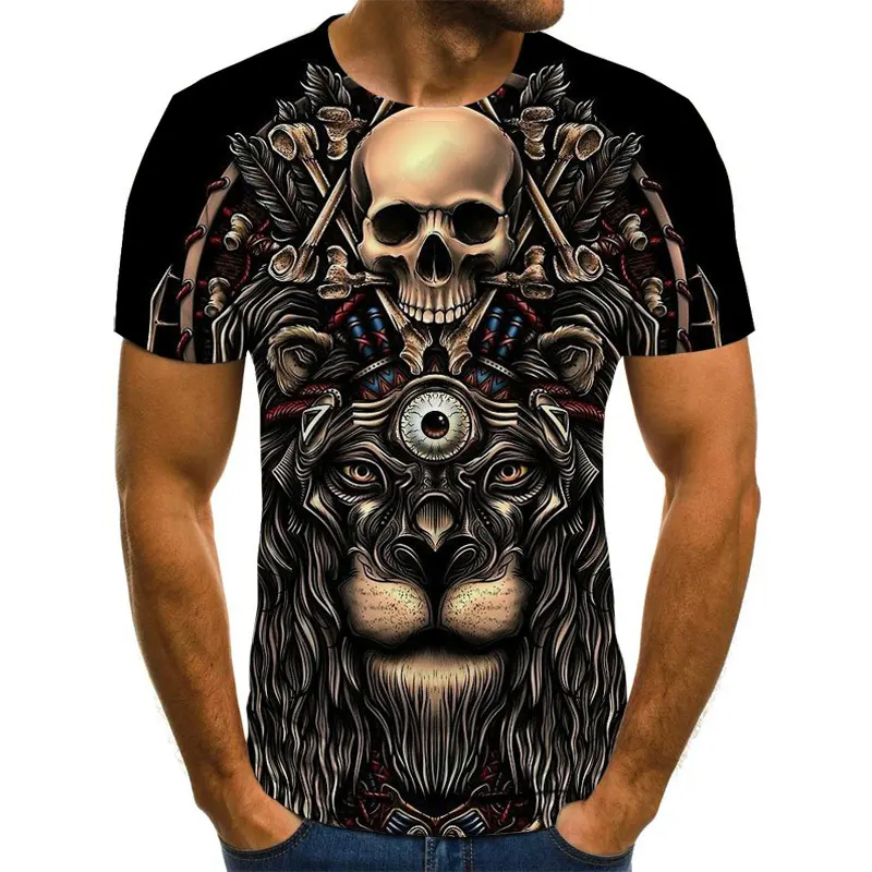 Men's Skull Print Short Sleeve T-shirt