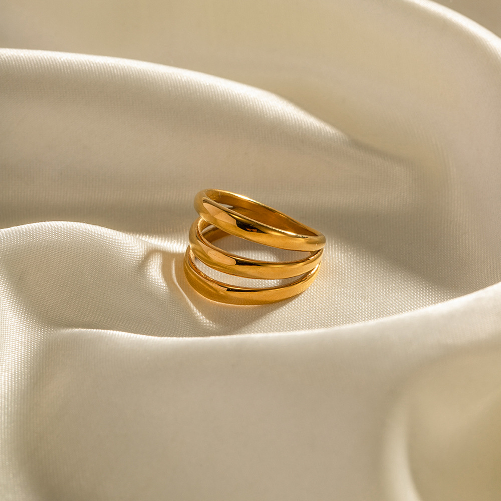16K Gold 3-layer Stainless Steel Ring