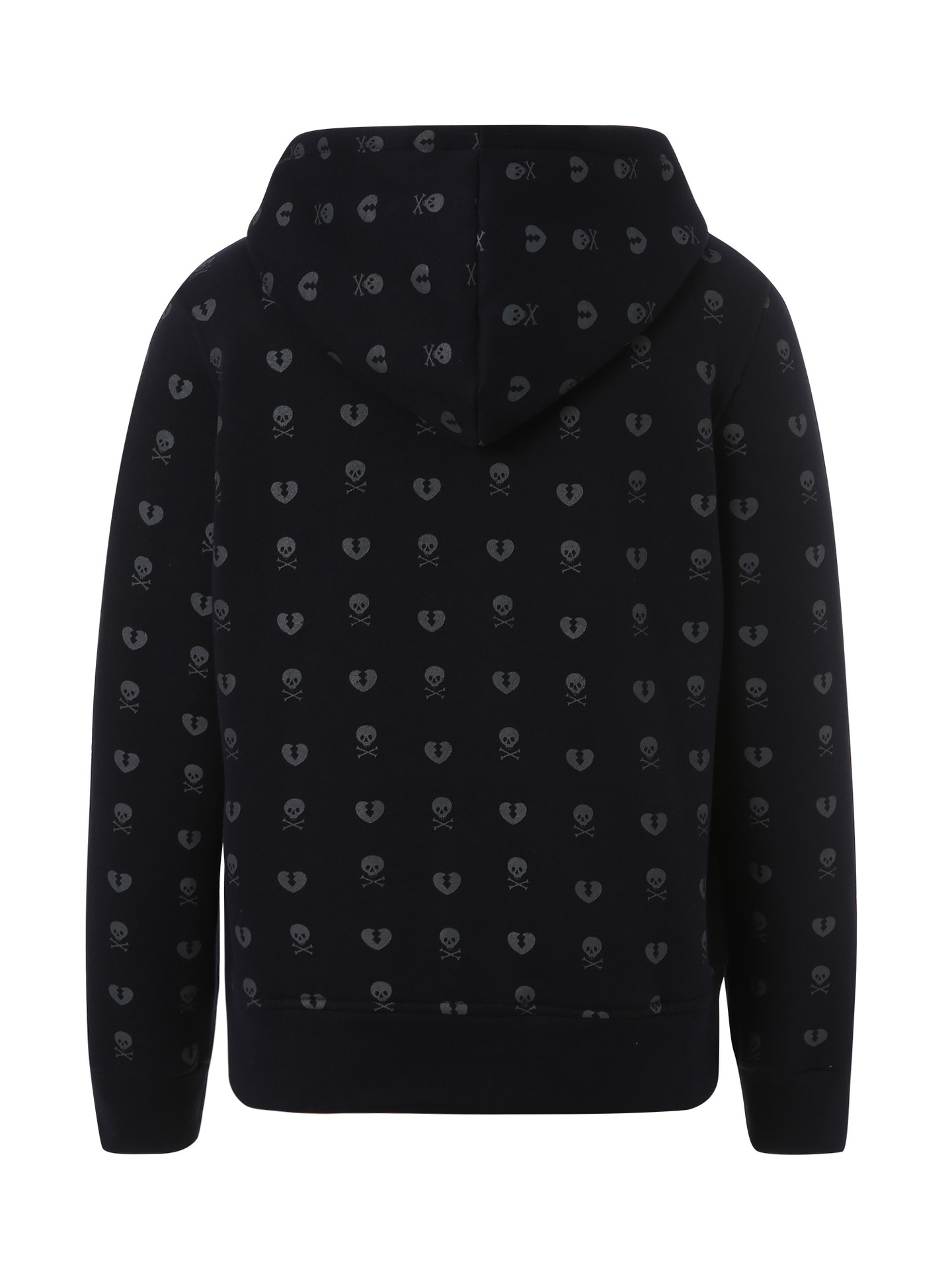 European And American Dark Blue Hooded Small Skull Love Print Sweater Women