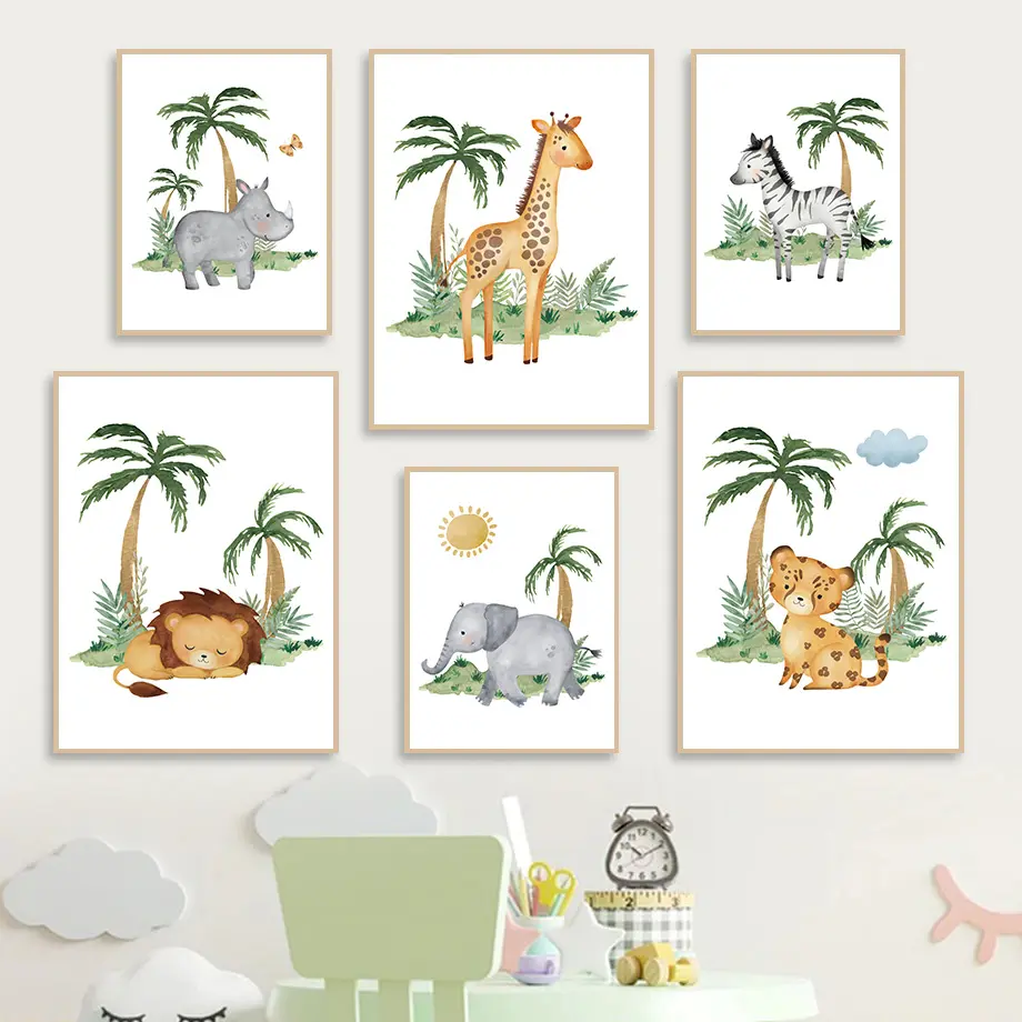 Lion Elephant Giraffe Jungle Animal Nursery Wall