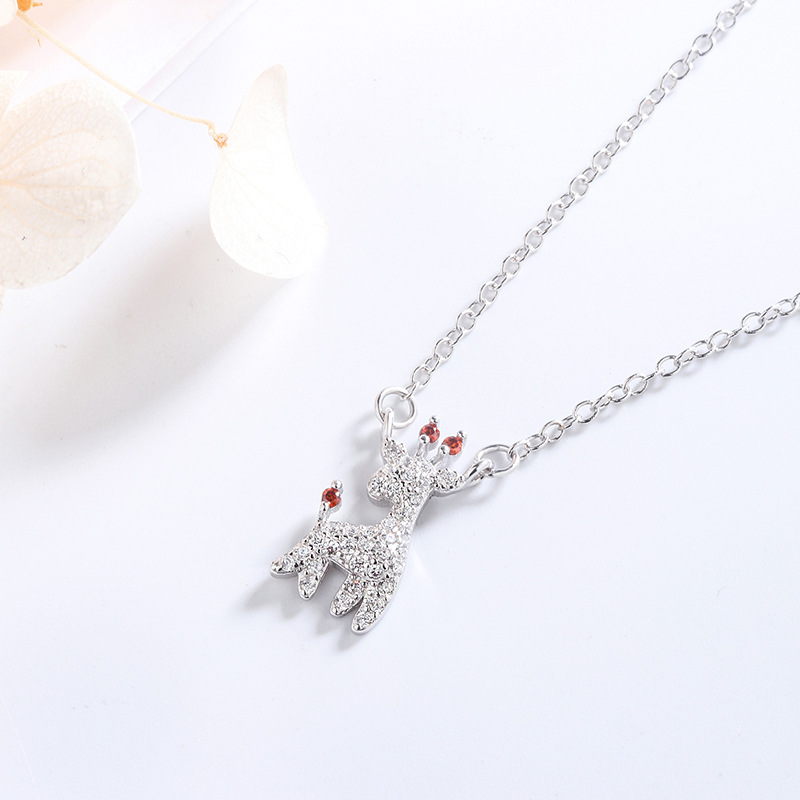 S925 Sterling Silver A Deer With You Zircon And Diamond Women's Necklace