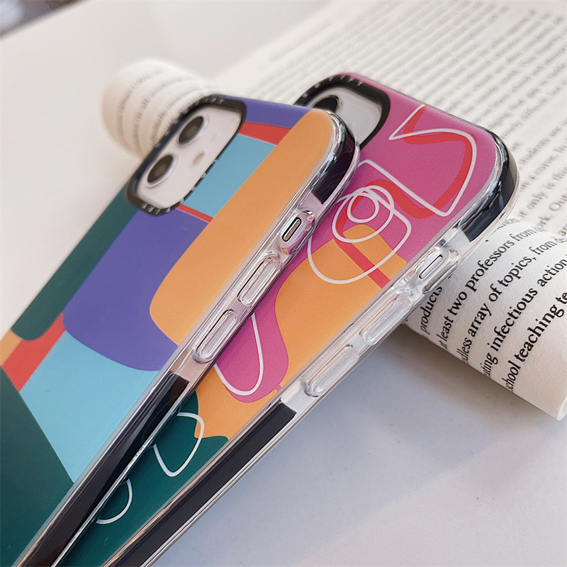 Graffiti Geometric Color Block Creative Mobile Phone Case Anti-fall