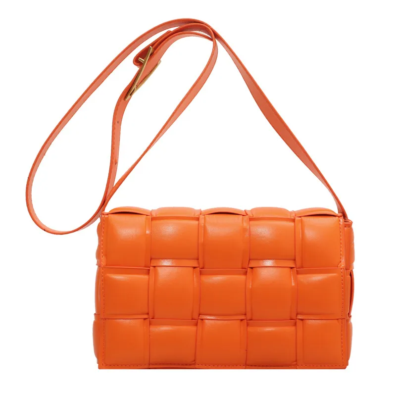 One-shoulder Messenger Women's Net Red Woven Messenger Bag Retro - Orange