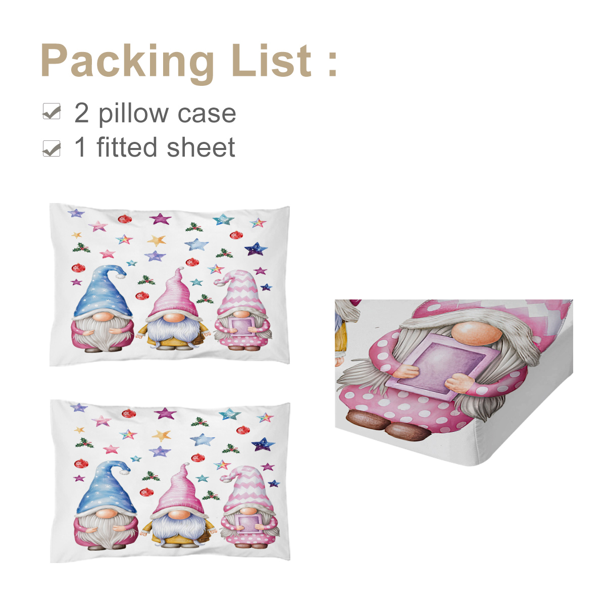 Christmas Fitted Sheet Set Xmas Snowman Bed Sheets For Kids Teen Girls Winter Snowflakes Christmas Decor Bedding Set 1 Fitted Sheet & 2 Pillowcase