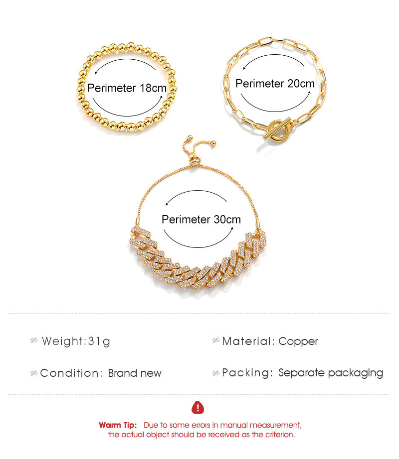 Diamond Bracelet Set Punk Hip Hop Cuban Thick Chain