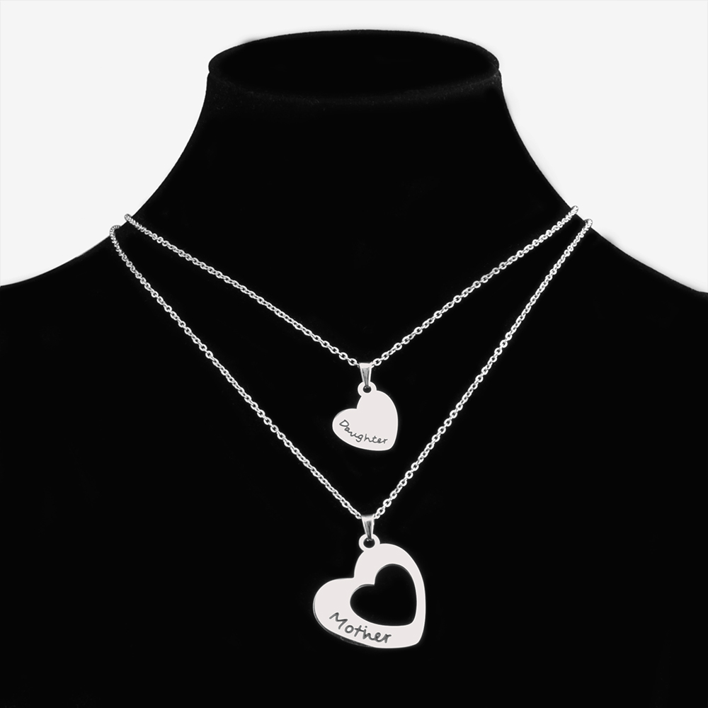 Fashion Stainless Steel Double-heart Necklace