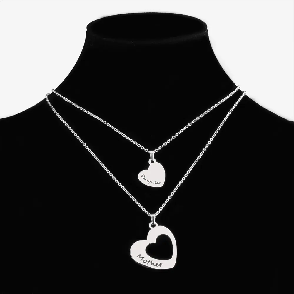 Fashion Stainless Steel Double-heart Necklace