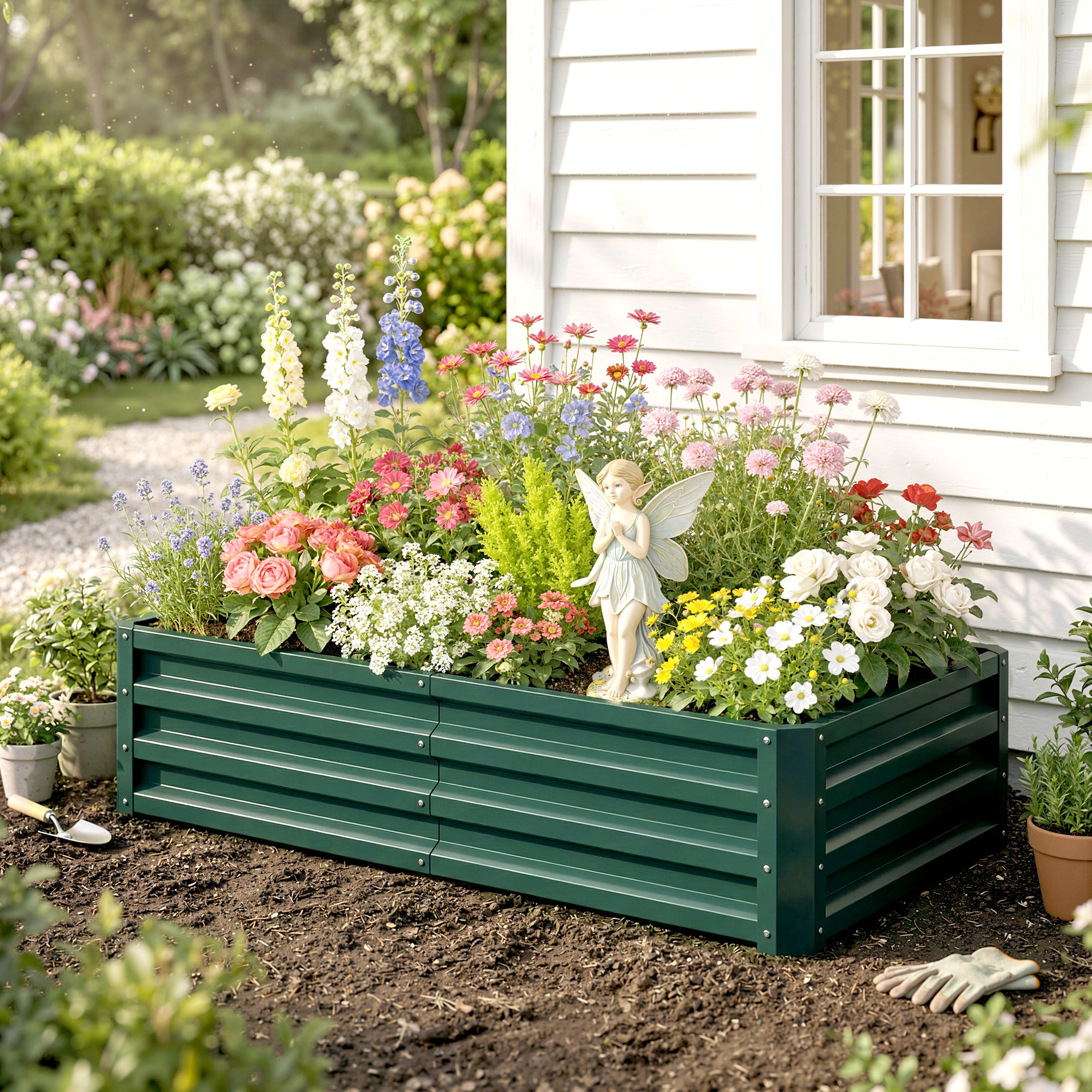 Garden Elevated Flower Beds, Galvanized Outdoor Planting Boxes, Suitable — image 6