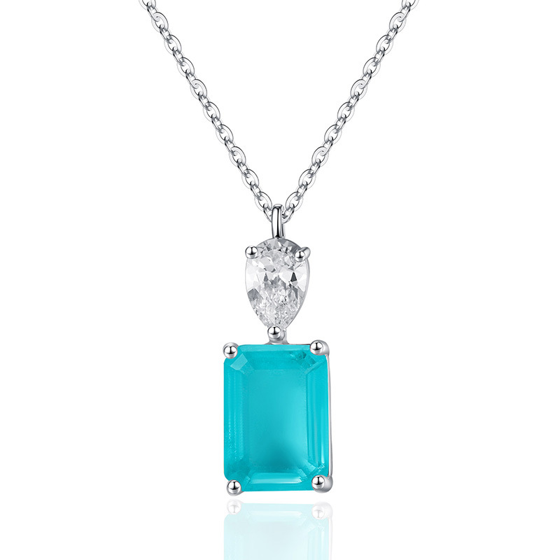 Square Geometric Color Treasure Inlaid Ladies Clavicle Chain