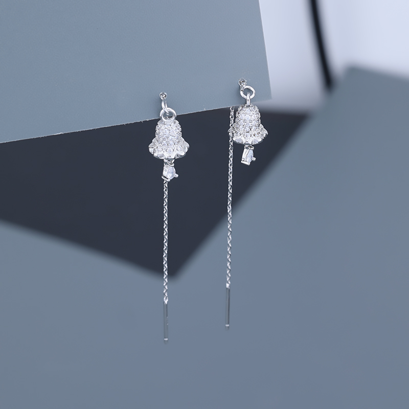 S925 Sterling Silver Diamond Wind Bell Earline