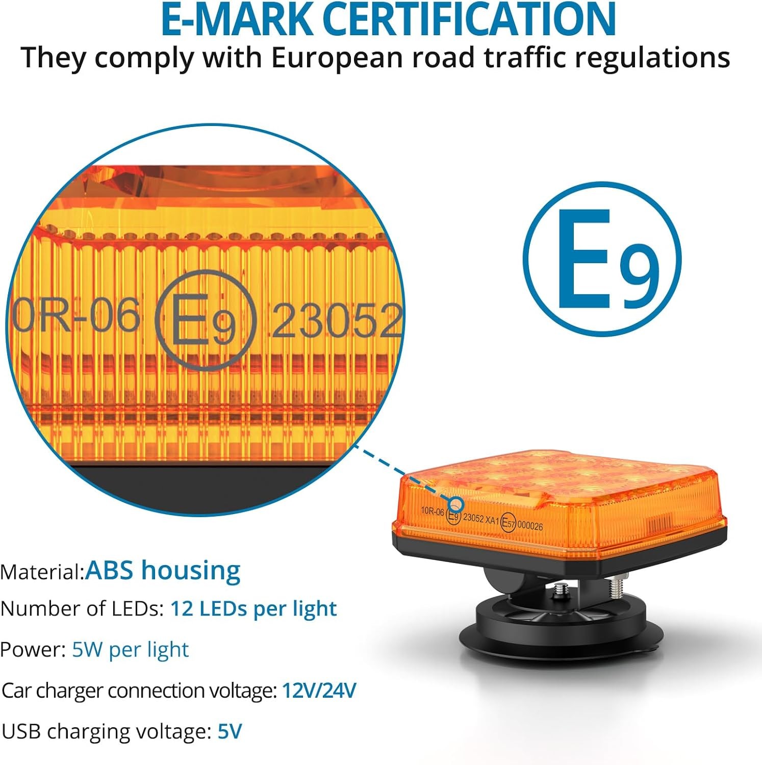 2pcs 12LED Wireless Flashing Beacon Lights Emergency Warning Magnetic Hazard