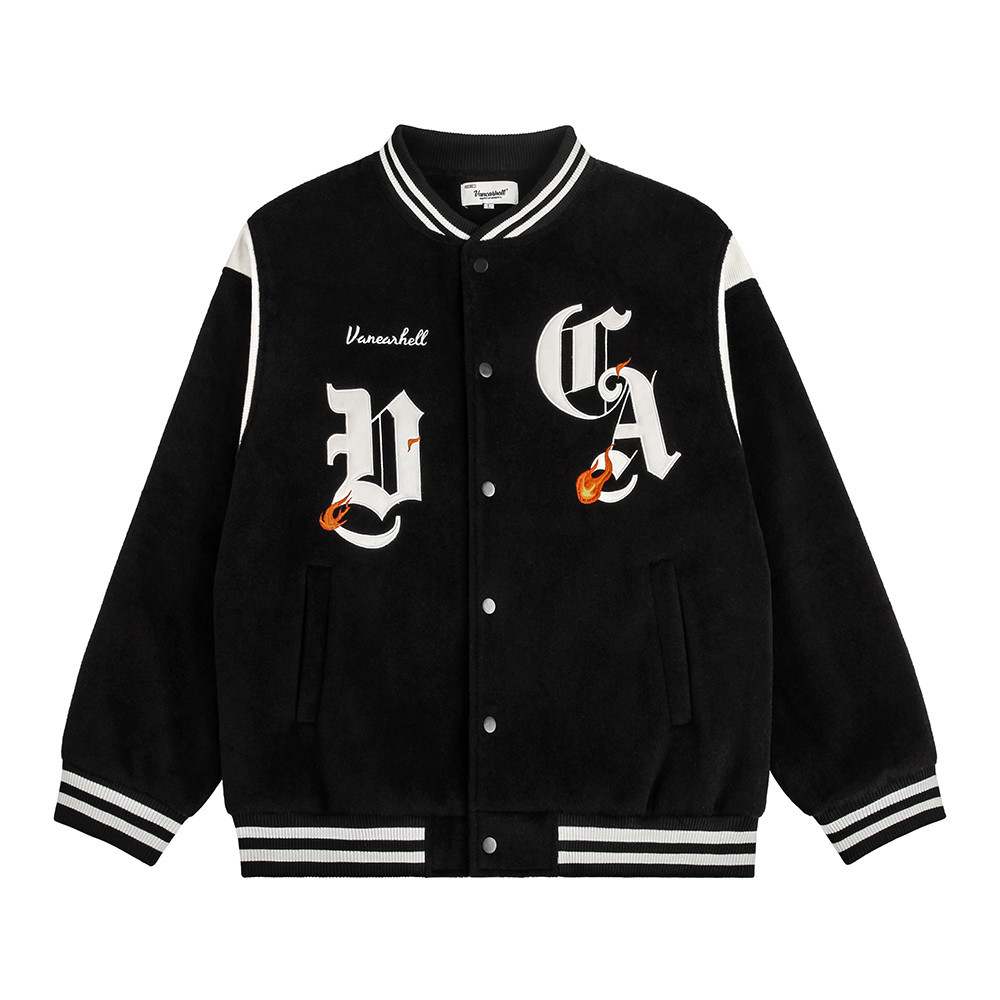 Letter Patch Embroidered Baseball Uniform Jacket