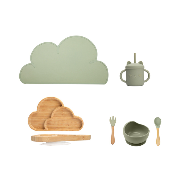 7Pcs Wooden Feeding Tableware Sets Kids Feeding Supplies Bam — foto 14