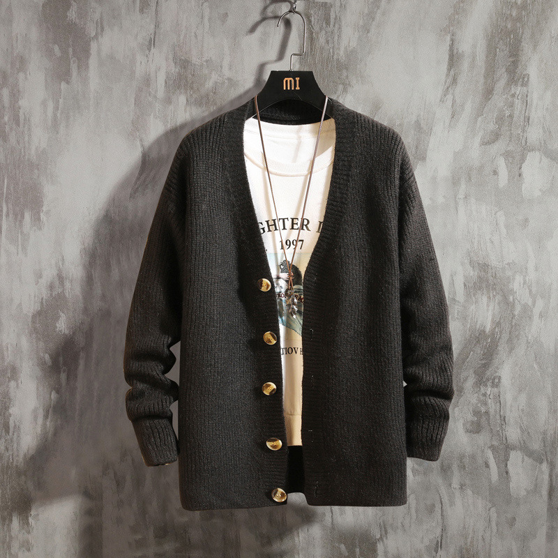 Title 4, Herren Cardigan Pullover Rundhals Einfarbig, Vi...