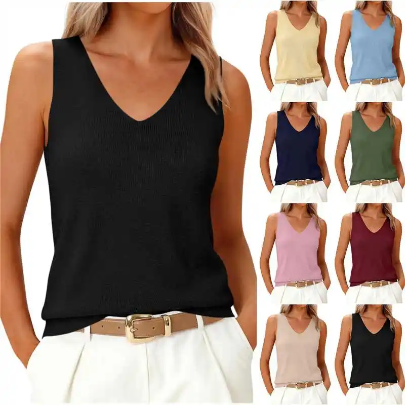 Summer V-neck Knitted Camisole Vest