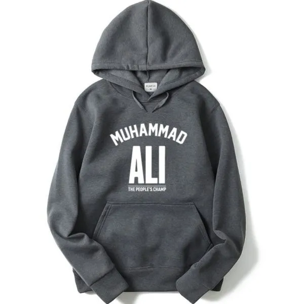Men's Solid Color Fleece Pullover Sweatshirt Hoodie Letter Print Grey - Shop at LoveMi