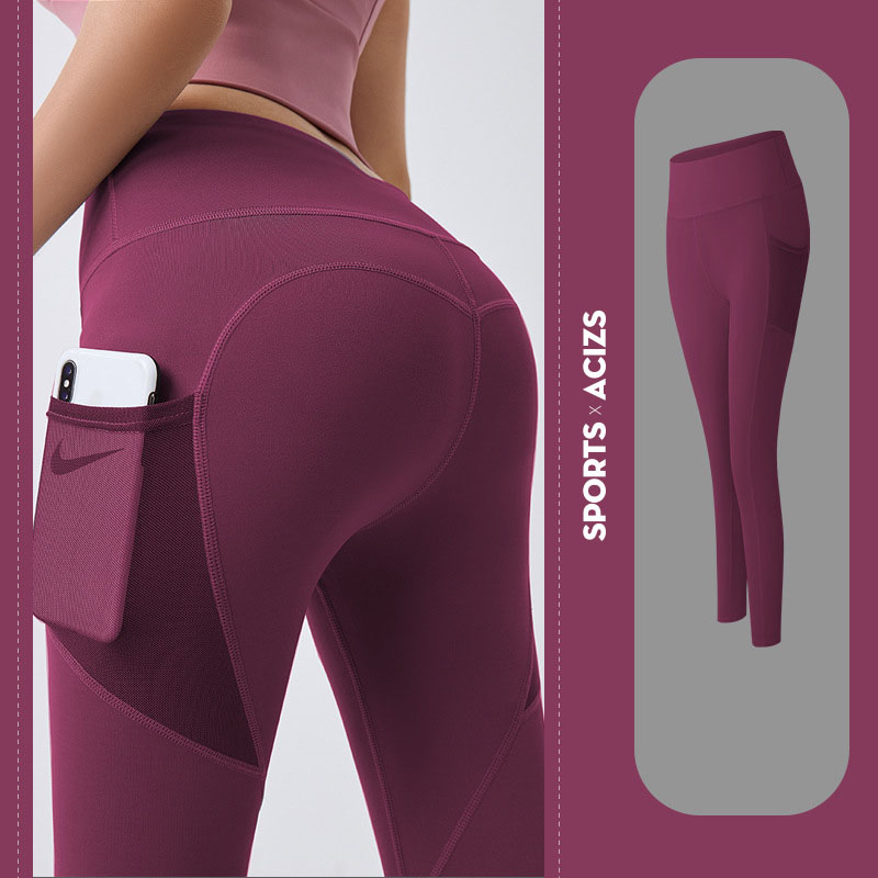 Damen-Yogahose hoch tailliert Po-Lift Workout mit Taschen Kontrolle - Bild 11 von 13